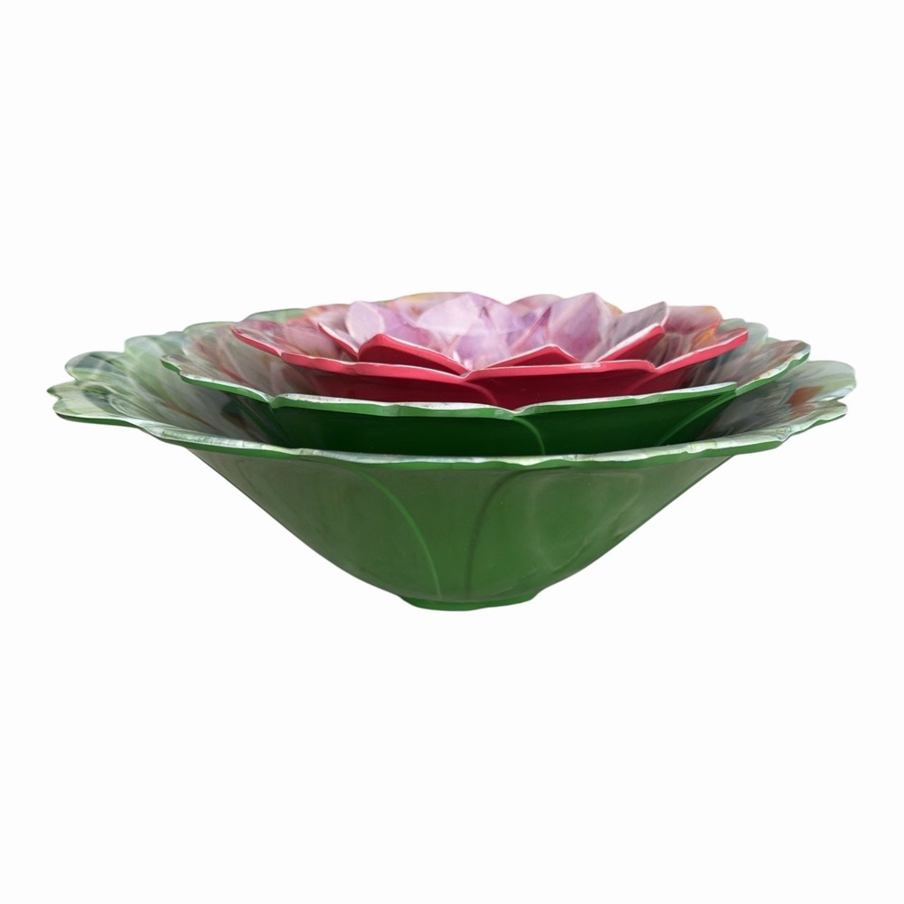 Nicole Miller Home Cactus Blooms Melamine Nesting Serving Bowls Set of 4 Floral